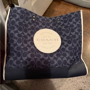 Coach Blue and Cream Signature Tote